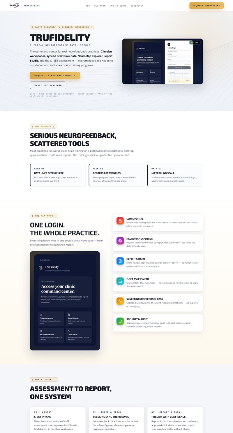 TruFidelity — clinical neurofeedback intelligence platform